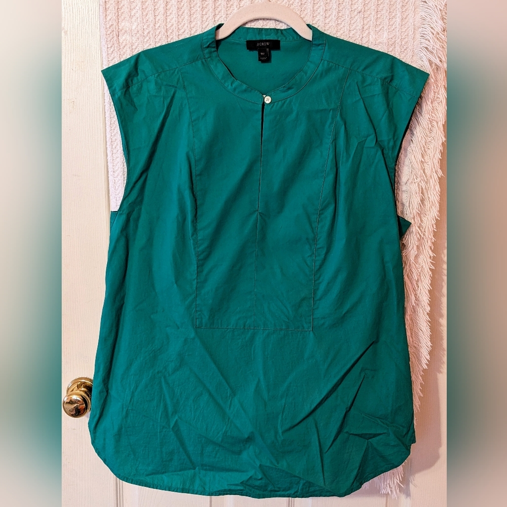 J Crew Womens Casual Blouse Top Light Green Small Sleeveless Collared Neck. TM